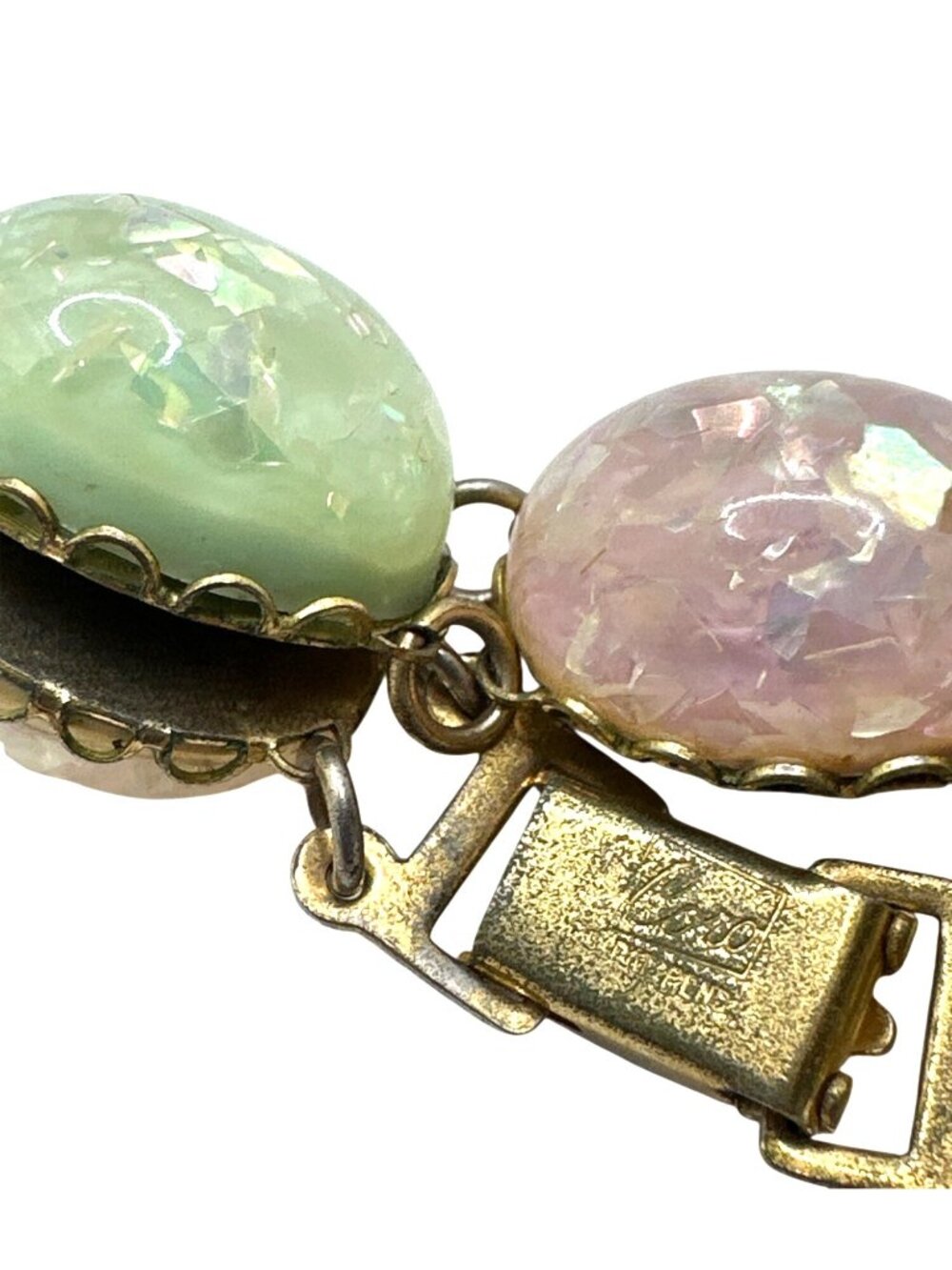 CORO Pegasus Confetti Bracelet Cabochon Pastel Lucite Vintage Gran Retro Dainty - Picture 14 of 15